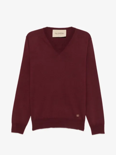 Valentino Garavani V-neck logo-plaque sweater
