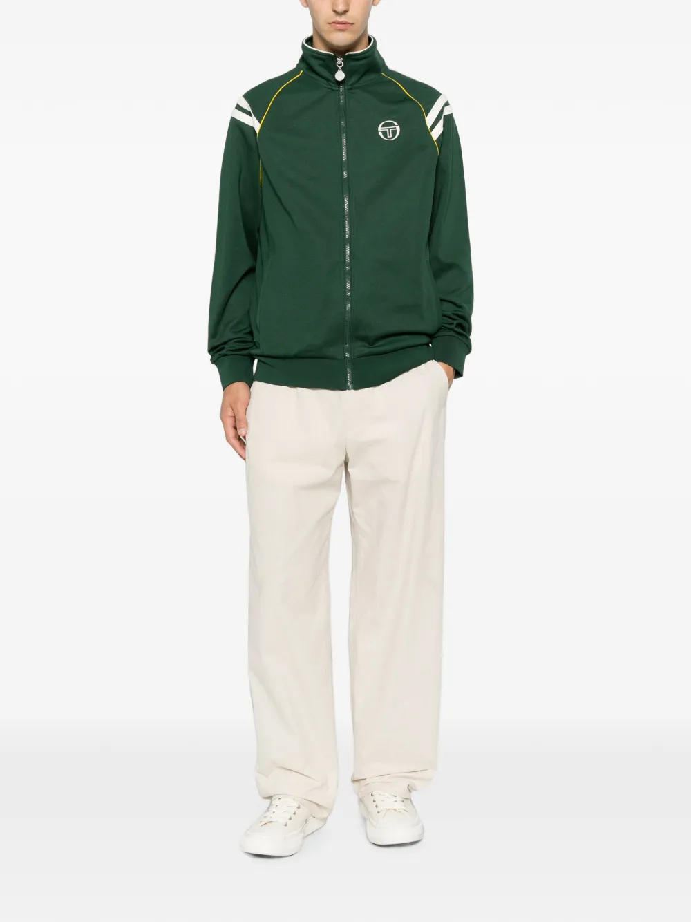 Sergio Tacchini Trainingsjack met geborduurd logo en streep Groen