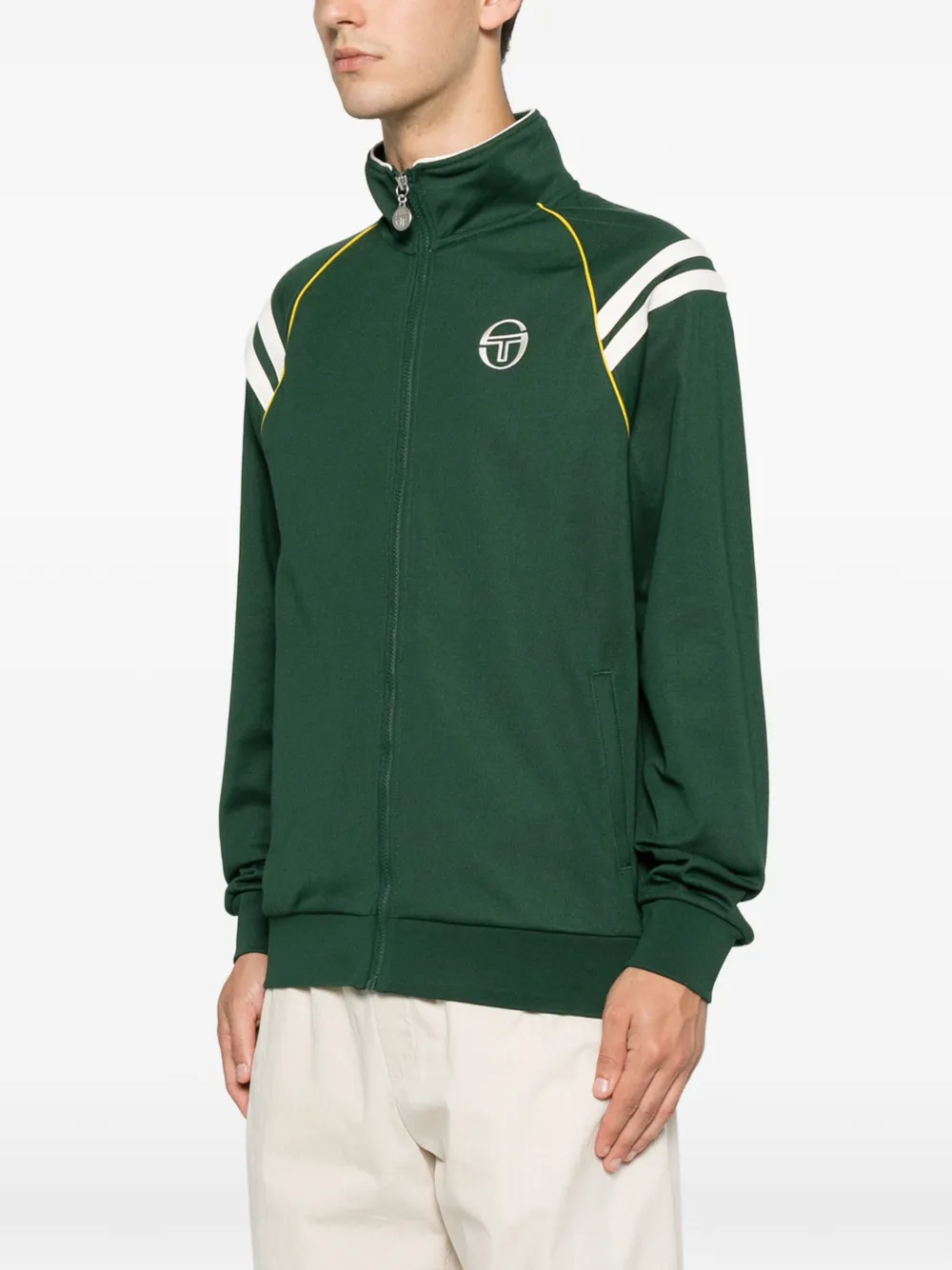 Sergio Tacchini Trainingsjack met geborduurd logo en streep Groen