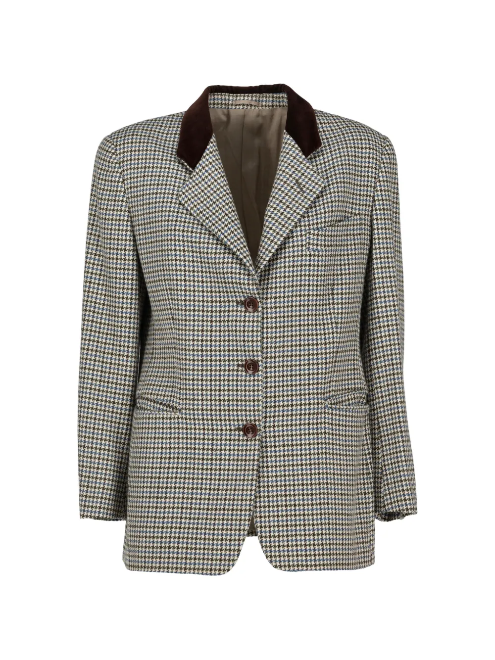 Burberry Pre-Owned houndstooth velvet-collar blazer - Grey