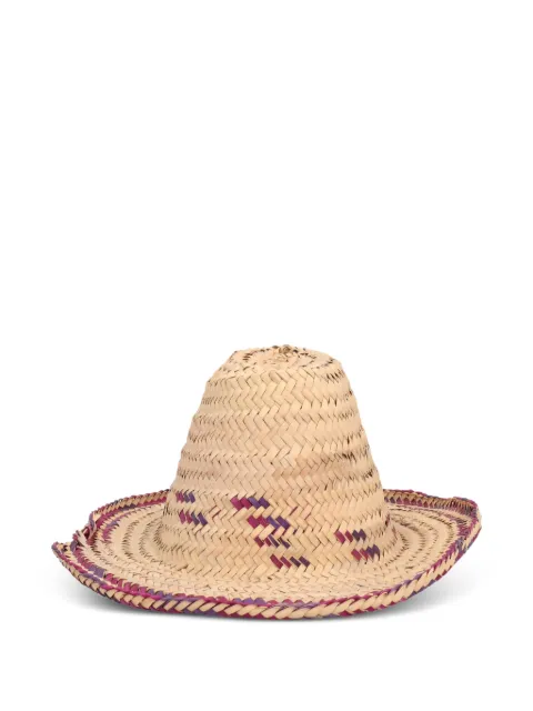 Vintage woven wide-brim hat
