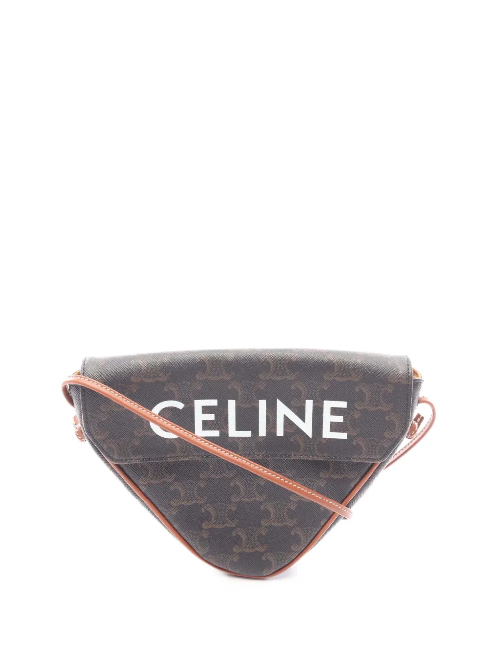 Celine Pre-Owned 2010-2026 Triomphe Coated Canvas Logo Triangle crossbody bag - Brown