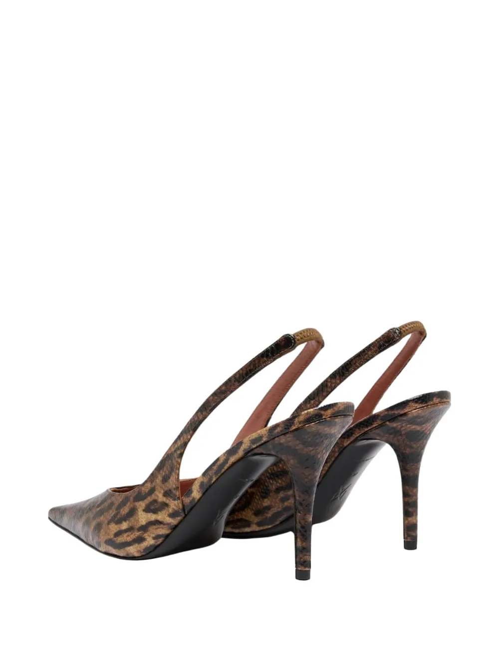 Amina Muaddi Anok leopard-print snake-effect slingback leather heeled sandals Bruin