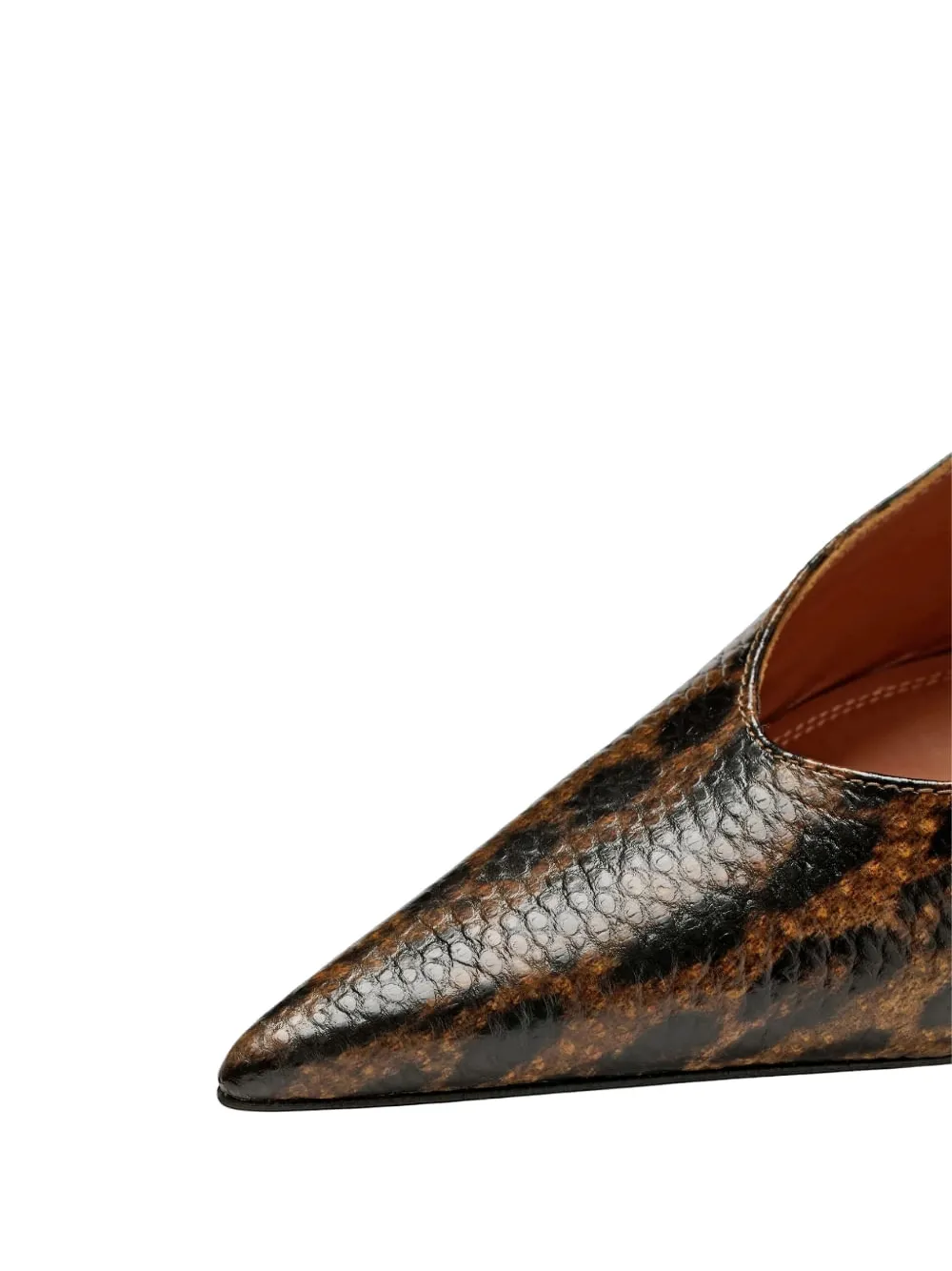 Amina Muaddi Anok leopard-print snake-effect slingback leather heeled sandals Bruin