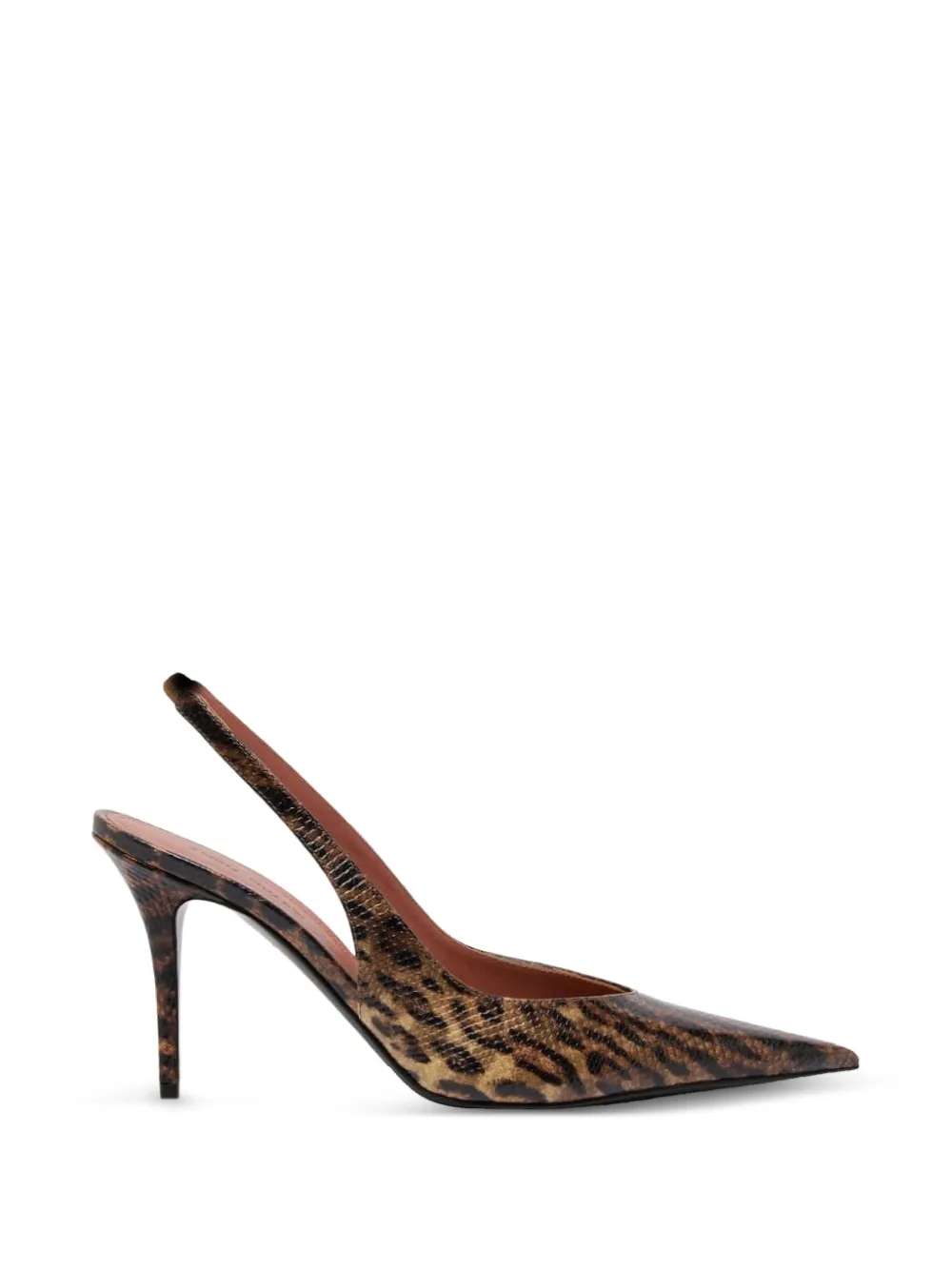 Amina Muaddi Anok leopard-print snake-effect slingback leather heeled sandals Bruin