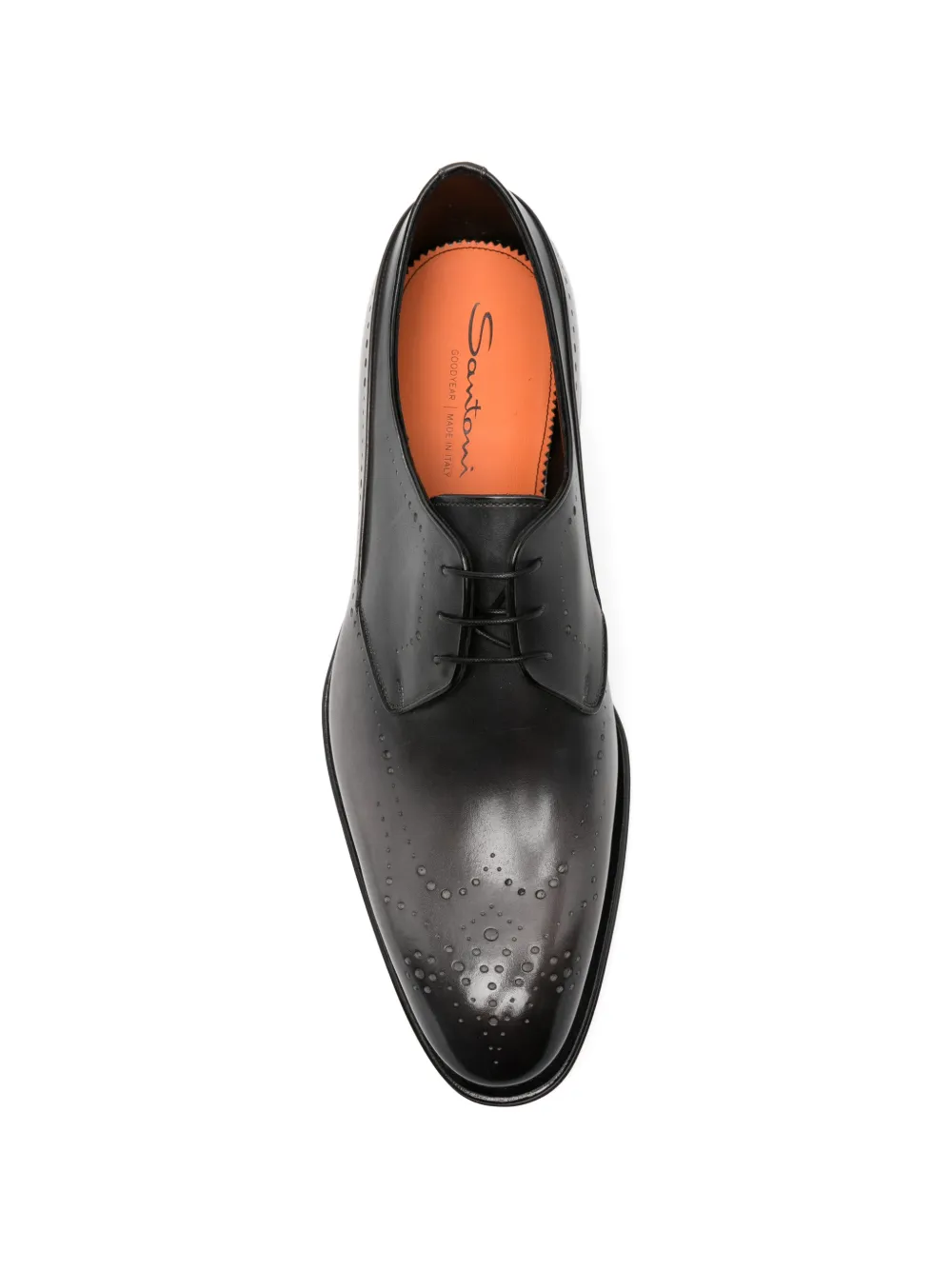 Santoni brogue-detail leather derby shoes Grijs