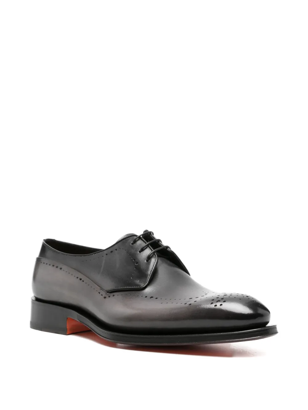 Santoni brogue-detail leather derby shoes Grijs