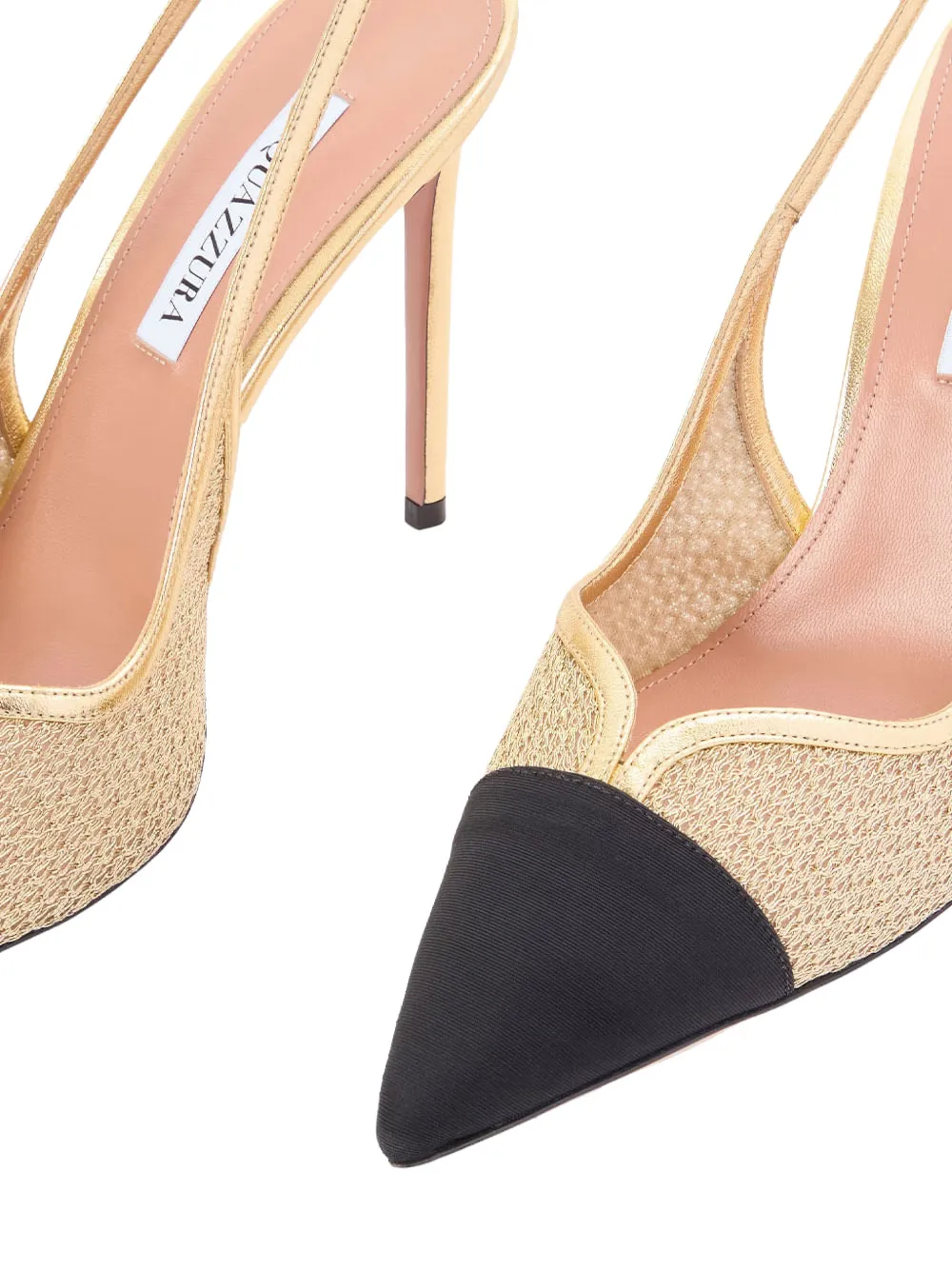 Aquazzura Gimlet mesh slingback heeled pumps Goud