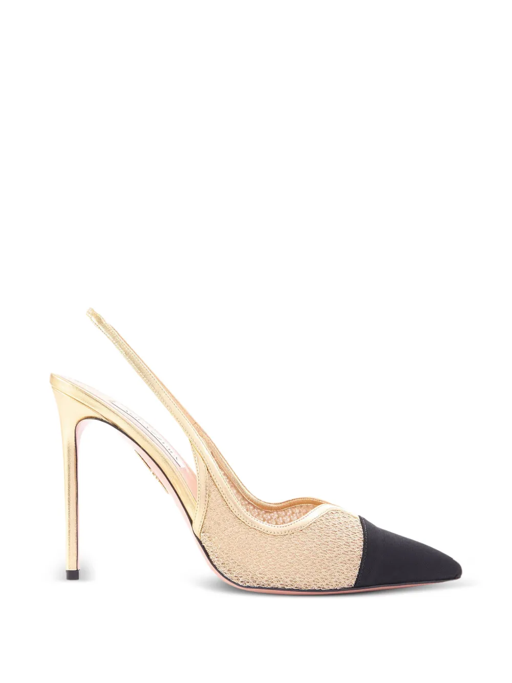 Aquazzura Gimlet mesh slingback heeled pumps Goud