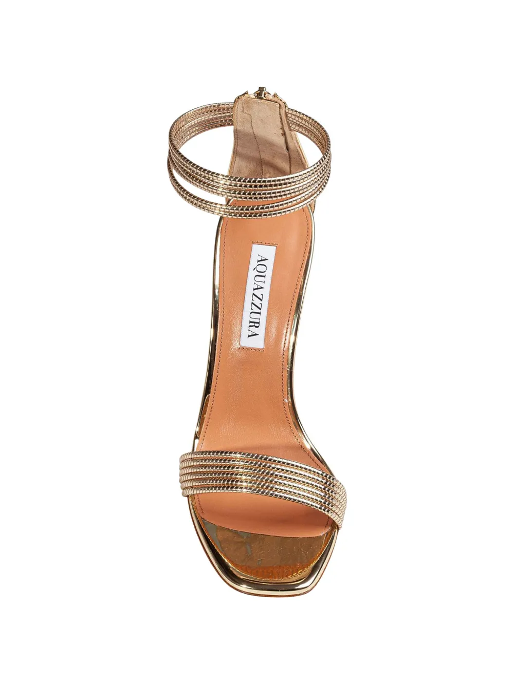 Aquazzura Sway metallic-effect multi-strap sandals Goud