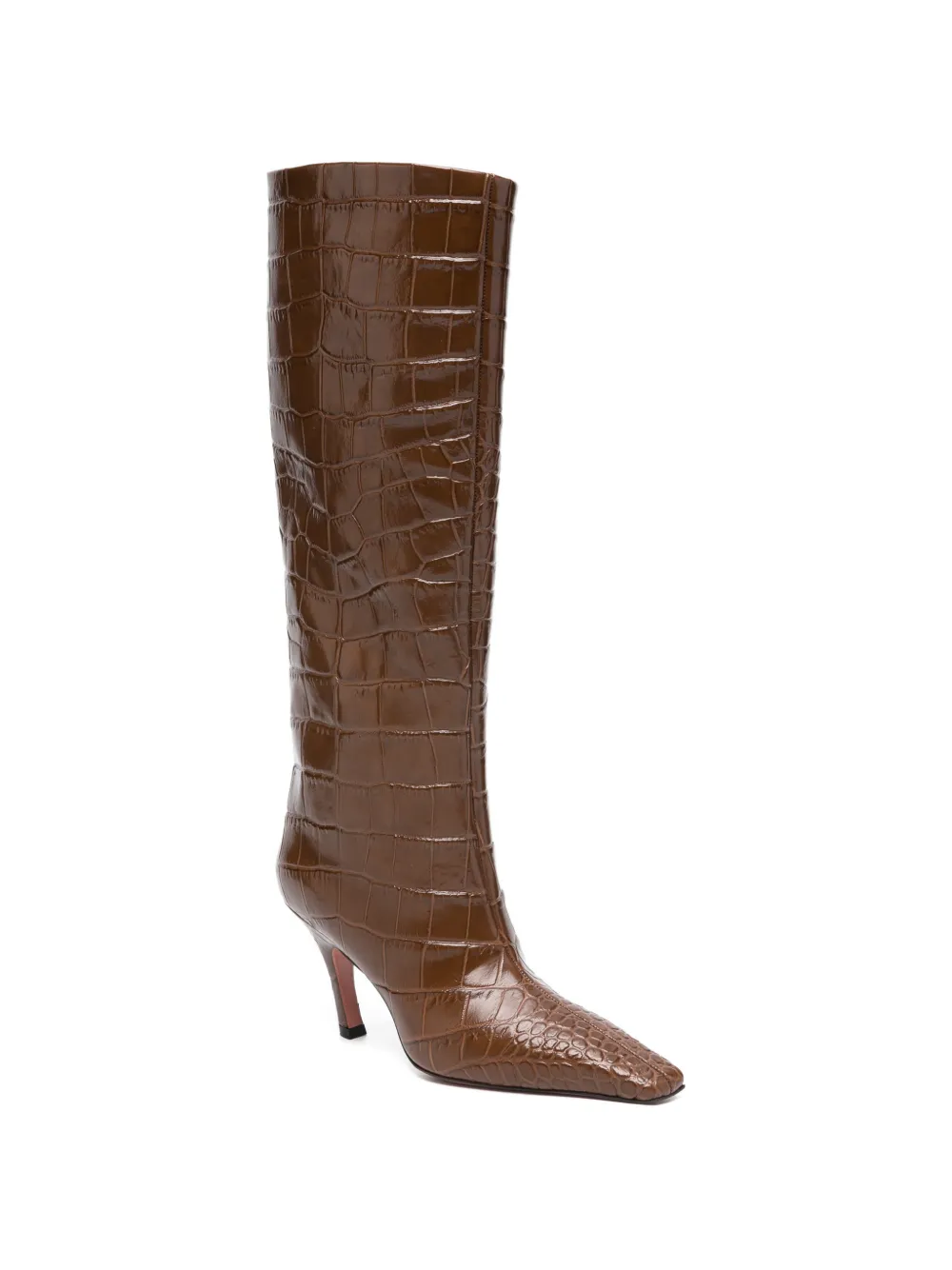 Amina Muaddi Mona crocodile-effect pointed-toe boots Bruin