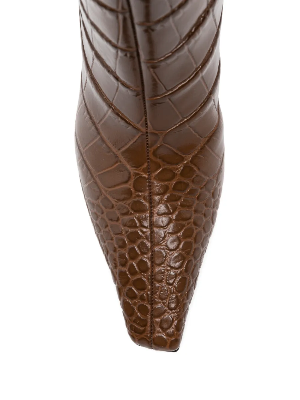 Amina Muaddi Mona crocodile-effect pointed-toe boots Bruin