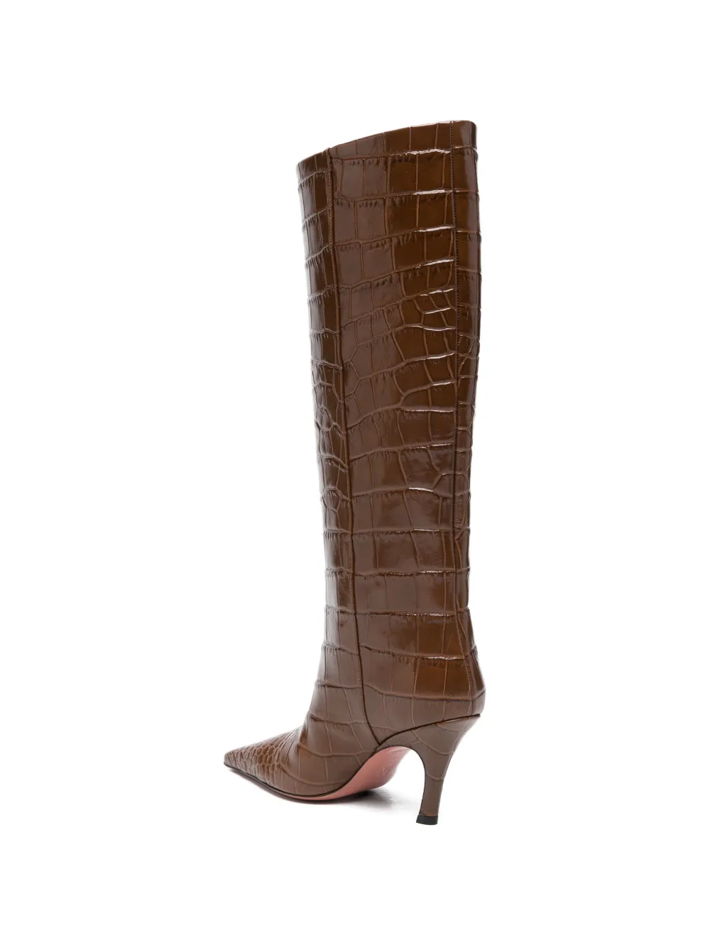 Amina Muaddi Mona crocodile-effect pointed-toe boots Bruin