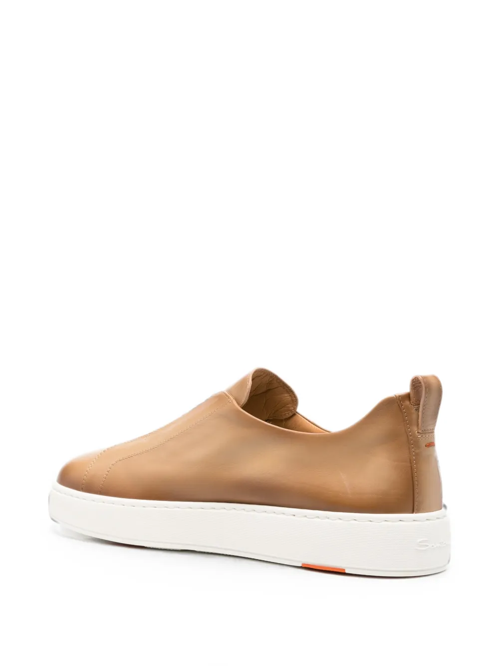 Santoni leather slip-on sneakers Beige