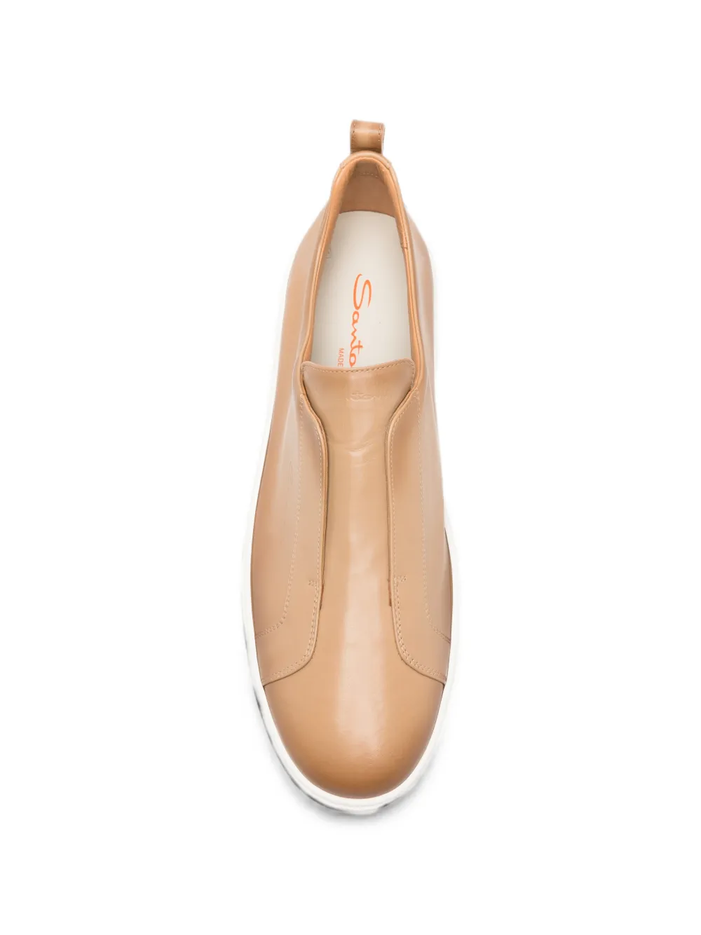 Santoni leather slip-on sneakers Beige