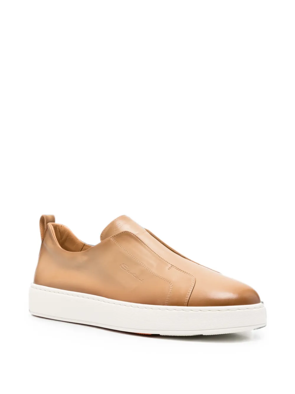 Santoni leather slip-on sneakers Beige