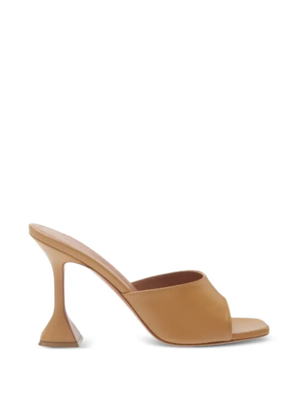 Amina Muaddi Lupita Fluted-heel Mules in Brown