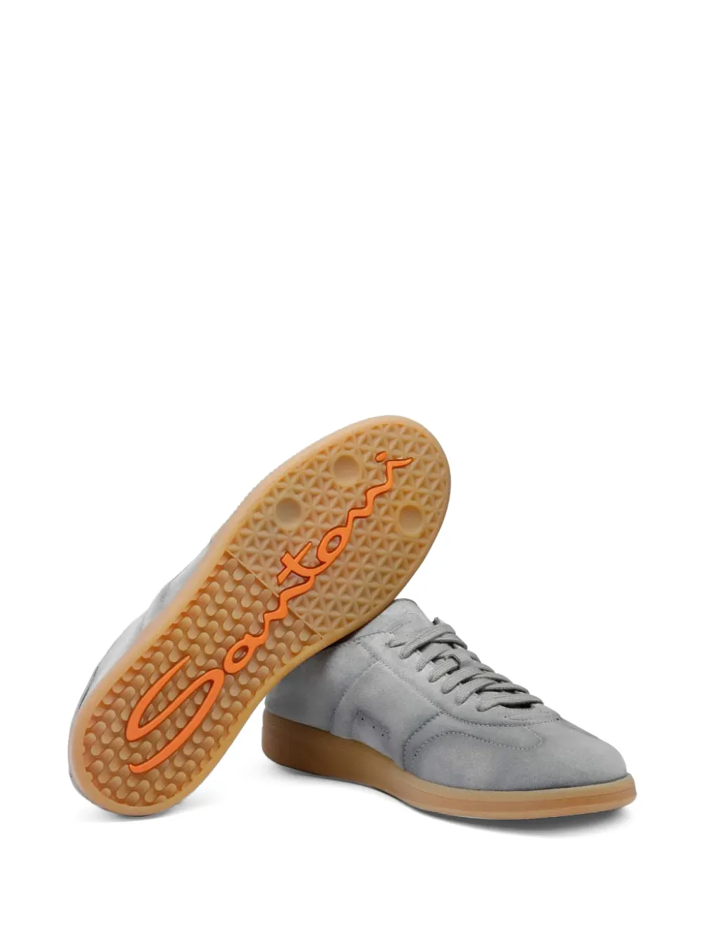 Santoni logo-print suede sneakers Grijs