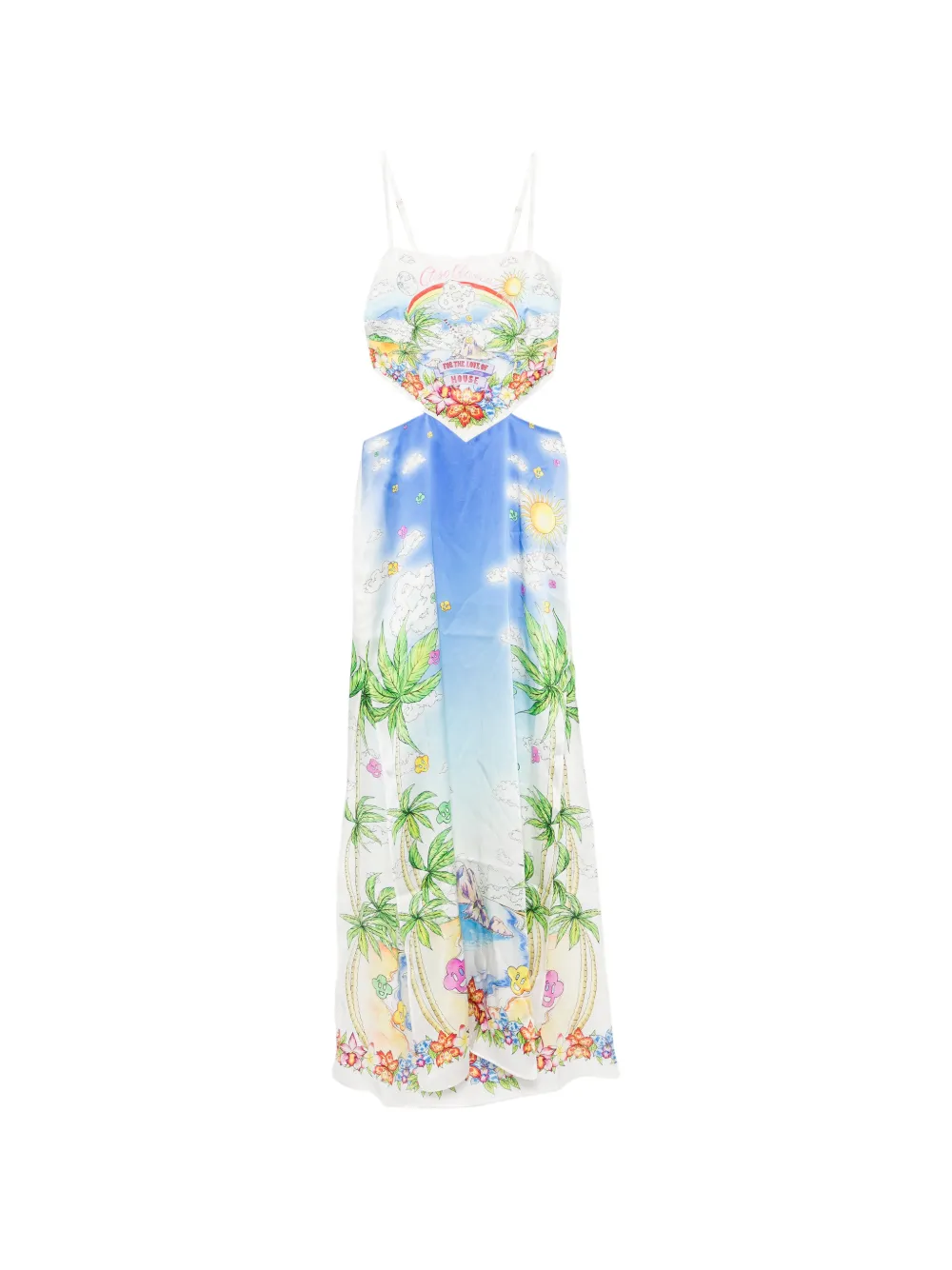 Casablanca graphic-print cut-out maxi dress - Bianco