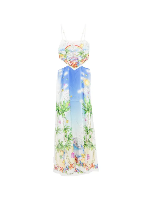 Casablanca Silk Satin Maxi Scarf Dress in White
