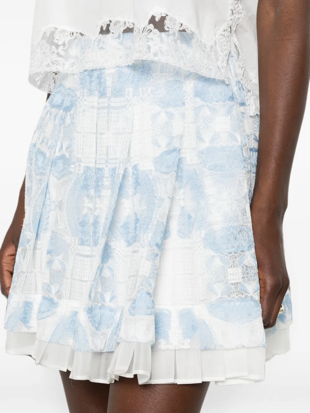 Ermanno Scervino Mini-rok met kanten en plooien Blauw