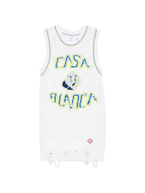 Casablanca distressed-detail intarsia-knit mini dress