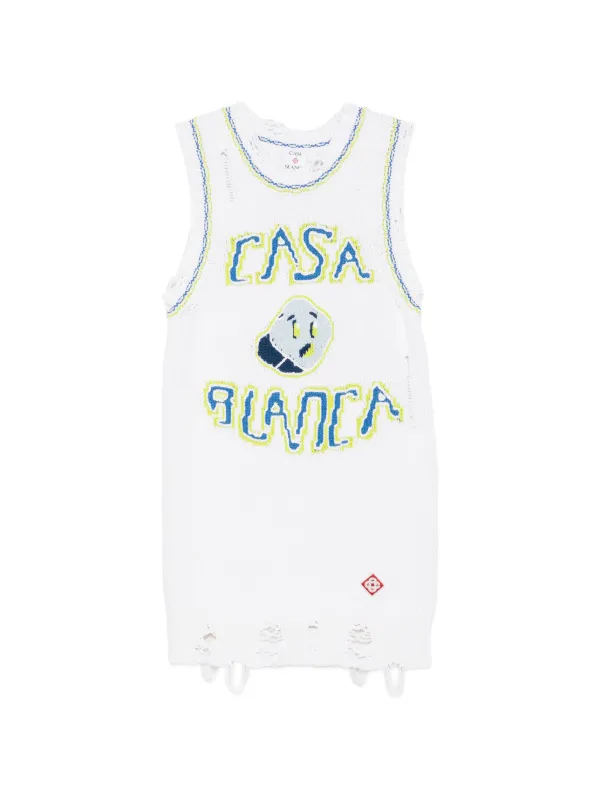 Casablanca White Handknitted Mini Tank Dress