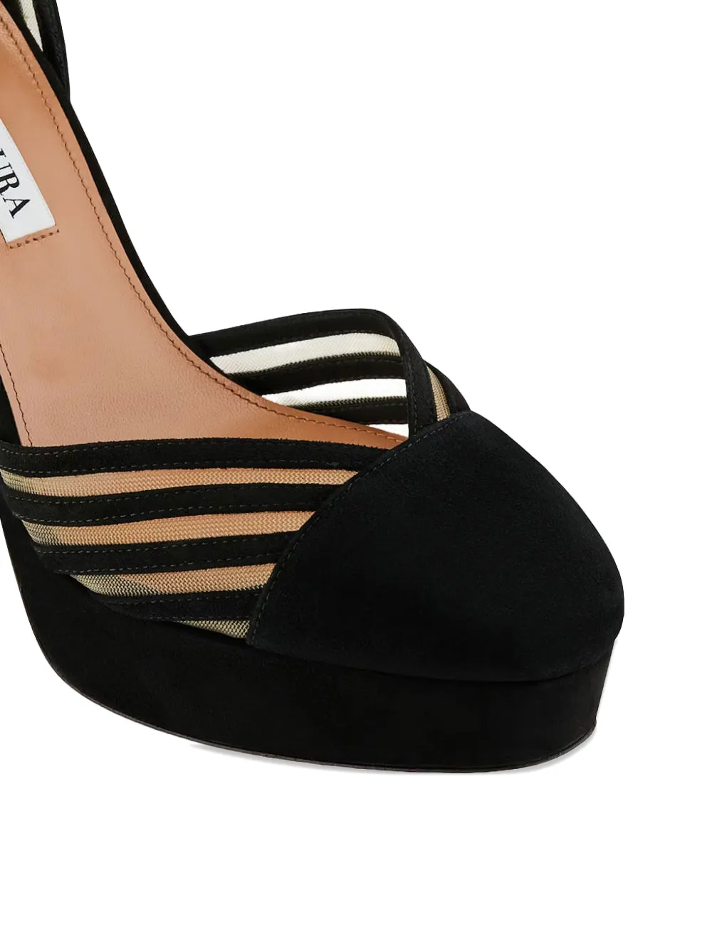 Aquazzura Alana Plateau suede heeled pumps Zwart