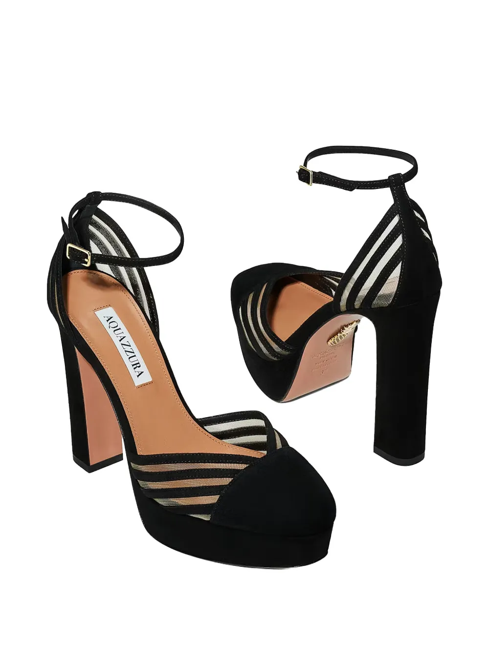 Aquazzura Alana Plateau suede heeled pumps Zwart