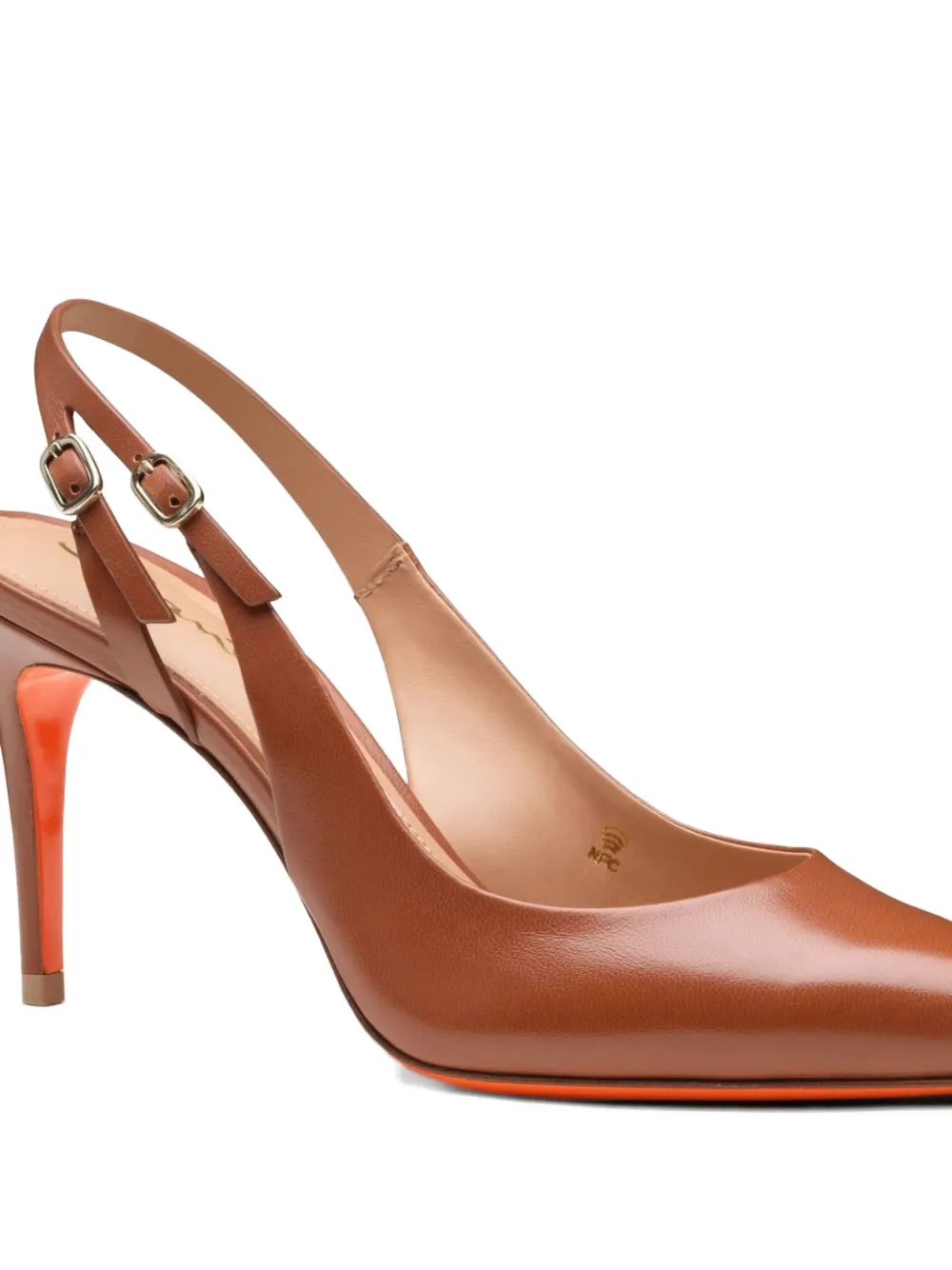 Santoni pointed-toe slingback leather heeled pumps Bruin