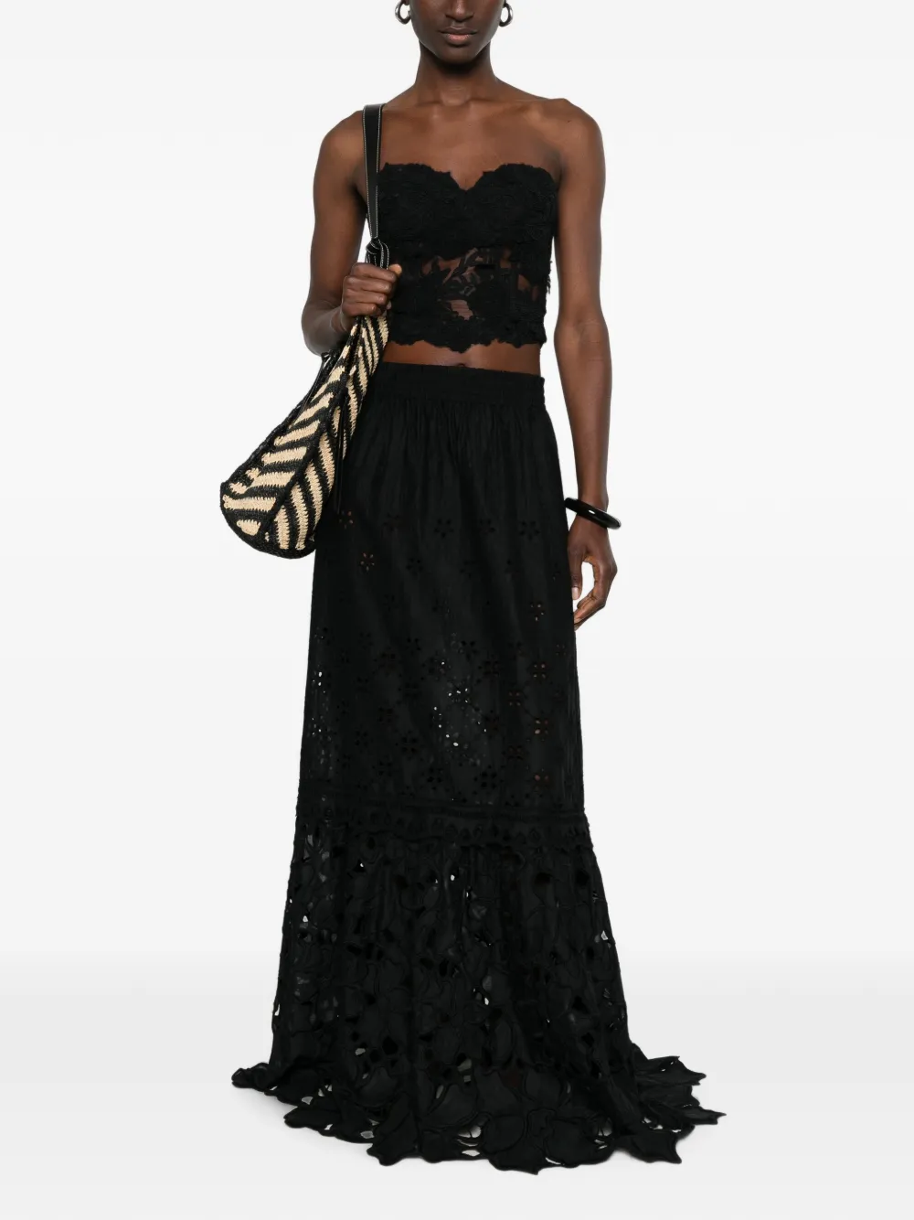 Ermanno Scervino Broderie anglaise maxi-jurk Zwart