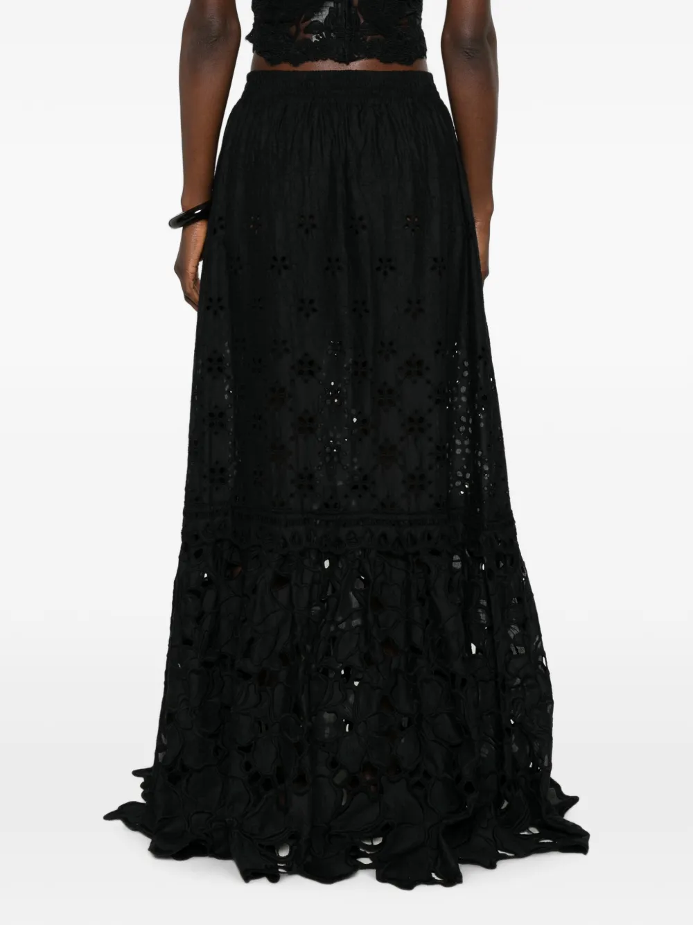 Ermanno Scervino Broderie anglaise maxi-jurk Zwart