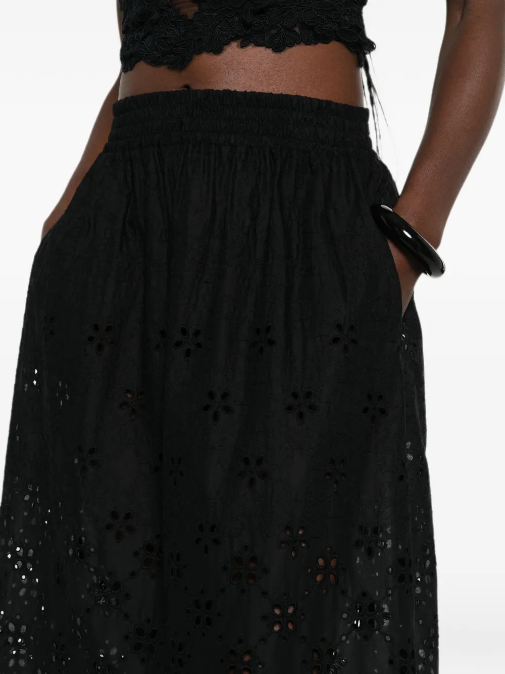 Ermanno Scervino Broderie anglaise maxi-jurk Zwart
