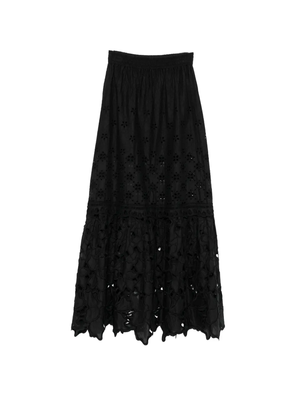 Ermanno Scervino broderie-anglaise scalloped-hem maxi skirt - Nero