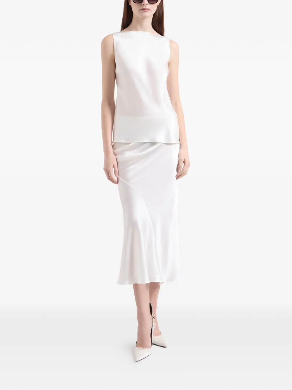 Nina Ricci Gedrapeerde midi-rok Wit