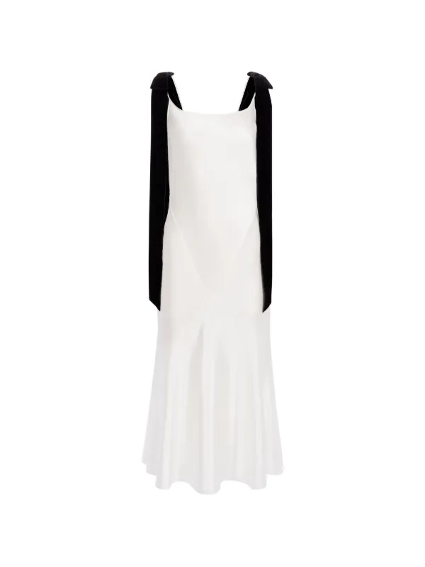 Nina Ricci Bow-detail Satin Midi Dress in White