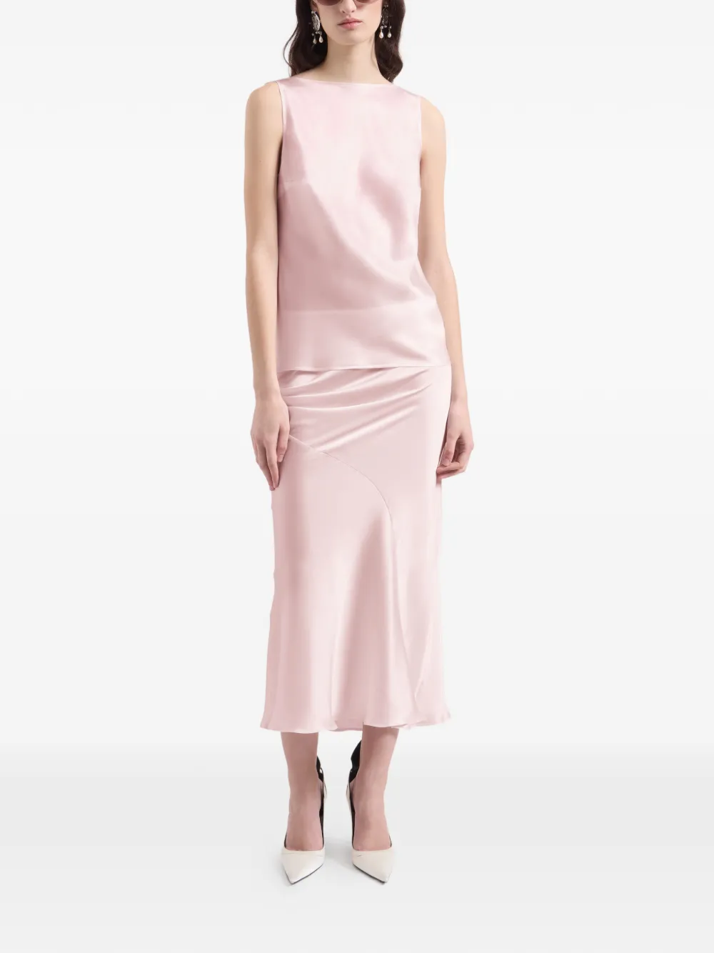 Nina Ricci Zijden top met gedrapeerde rug Roze