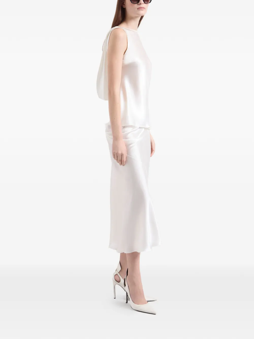 Nina Ricci Zijden top met gedrapeerde rug Wit