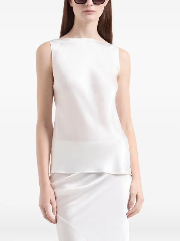 Nina Ricci Draped-back Silk Top in White