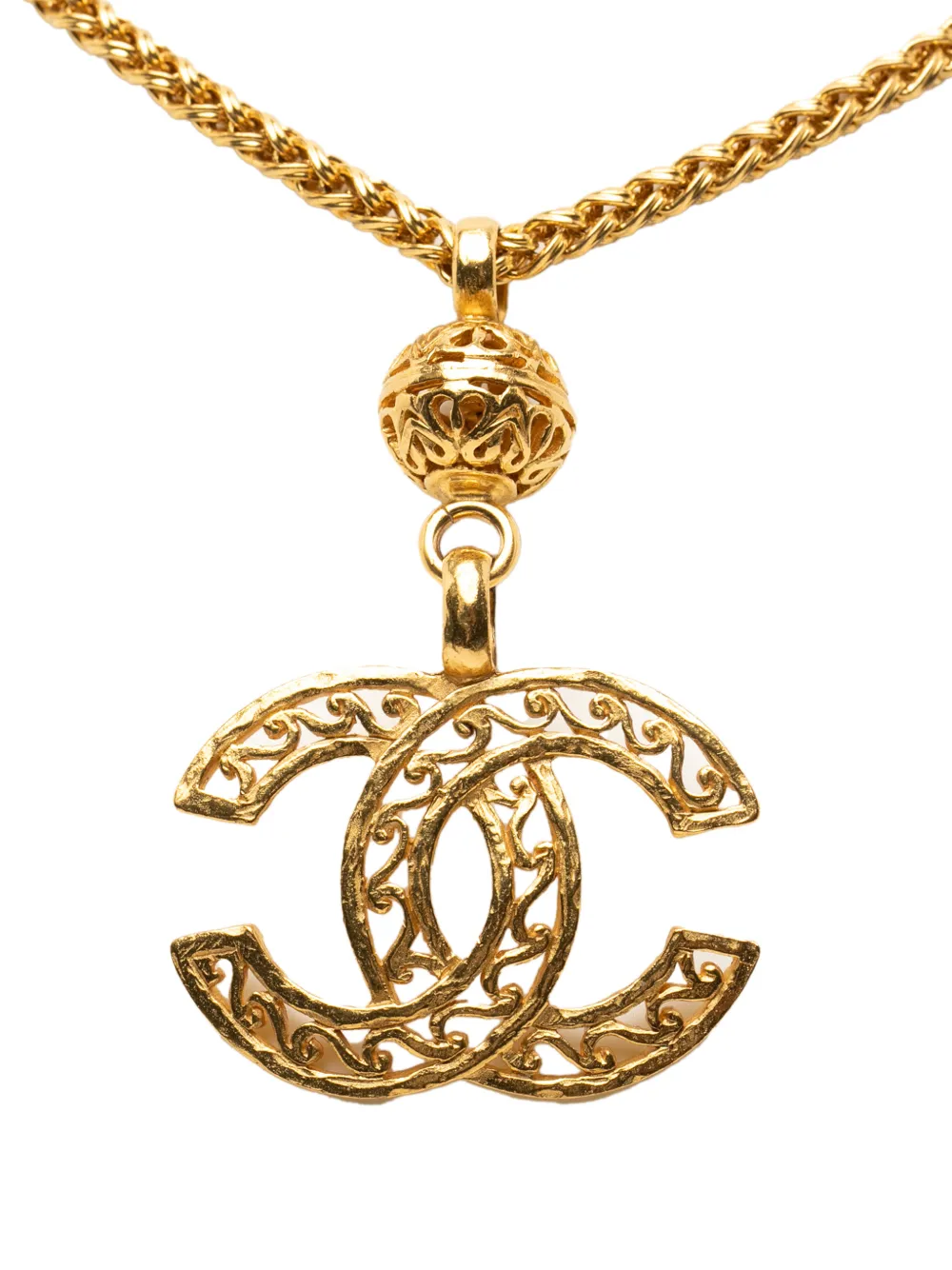 CHANEL Pre-Owned 1995 Gold Plated CC Filigree Pendant Necklace costume necklace - Oro