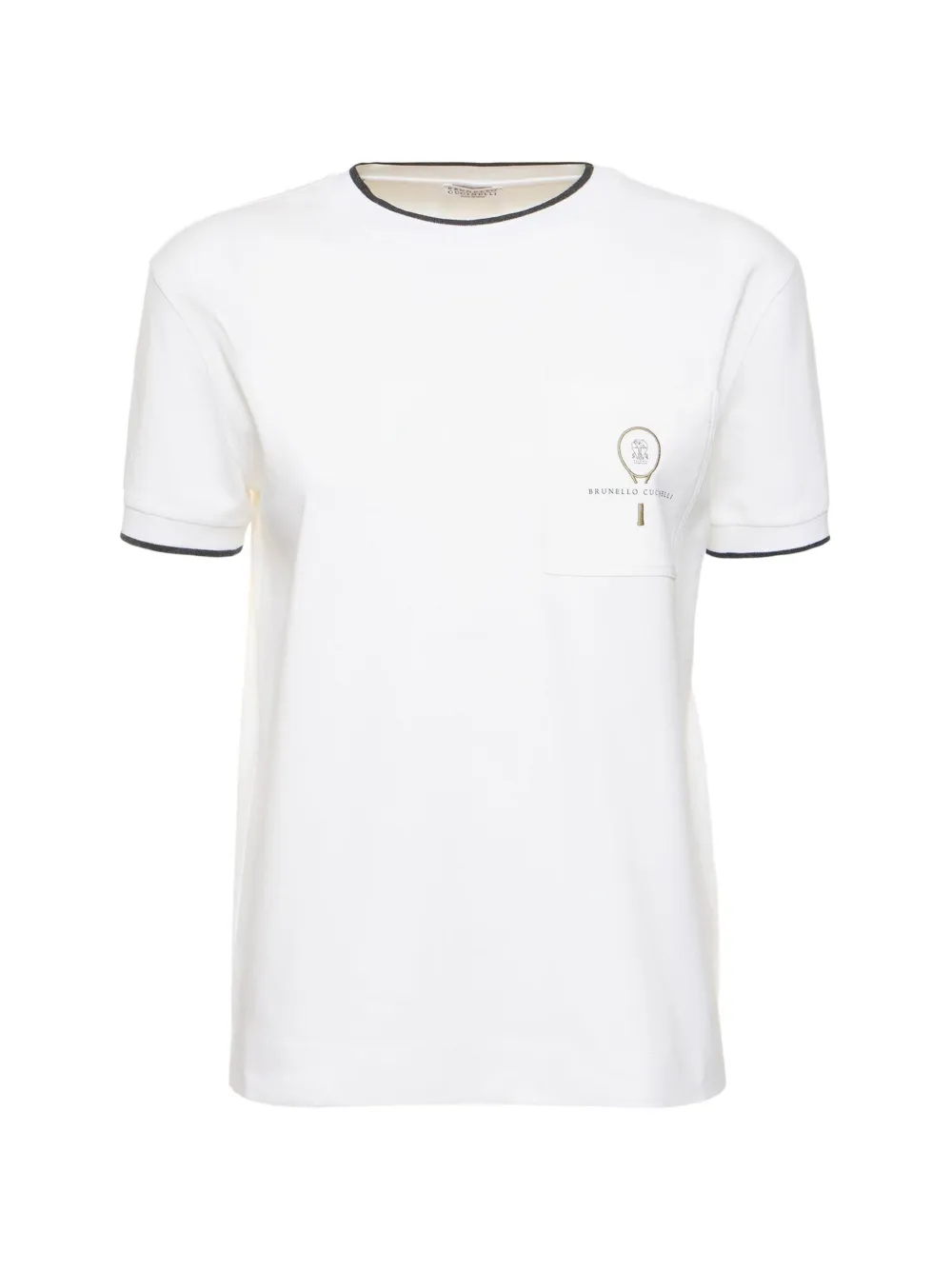 Brunello Cucinelli piped embroidered T-shirt - Weiß
