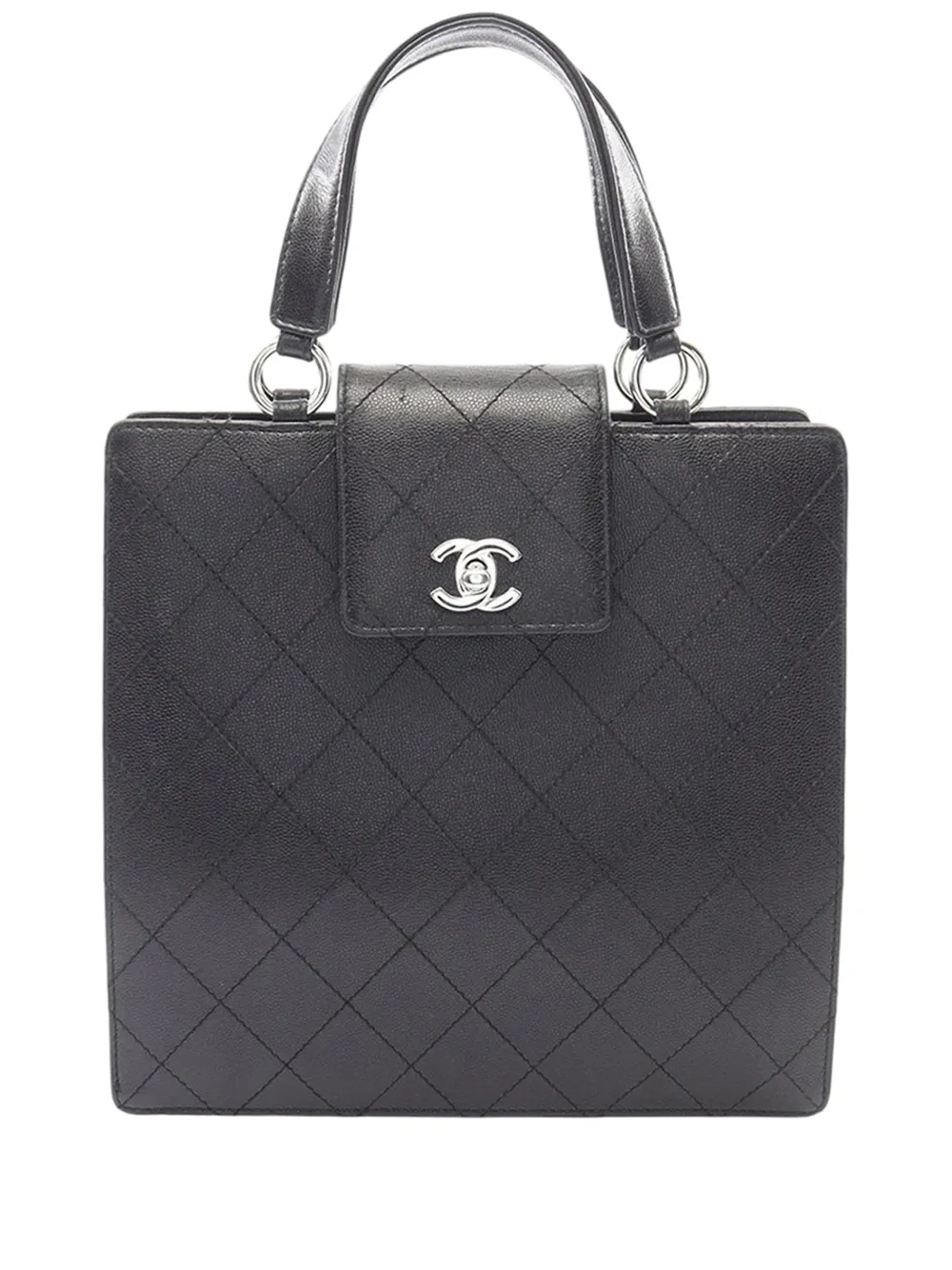 CHANEL Pre-Owned 1997-1999 CC Quilted Caviar Turnlock handbag - Schwarz