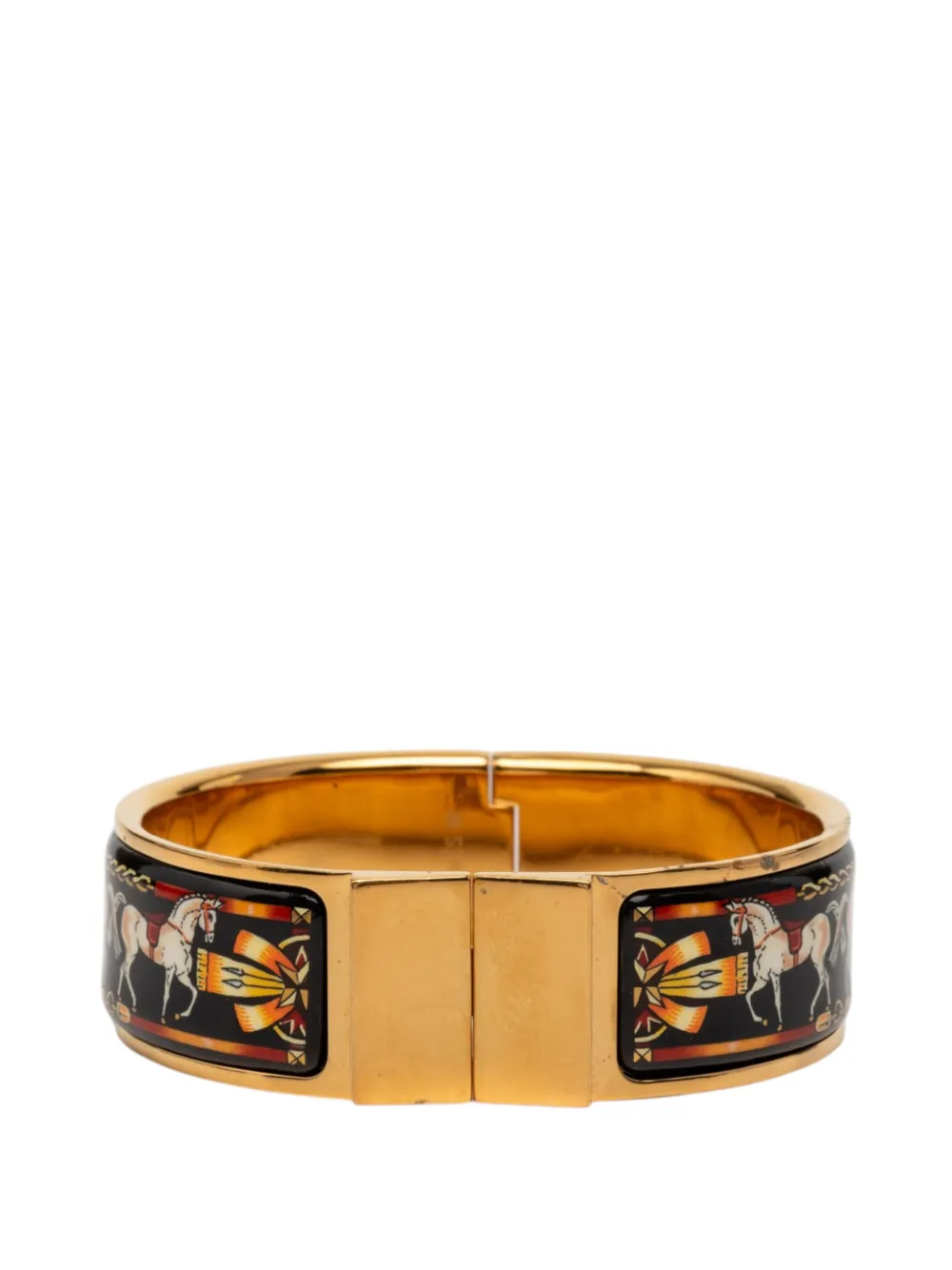 Hermès Pre-Owned 20th Century Wide Enamel Equestrian Loquet Bracelet GM costume bracelet - Nero