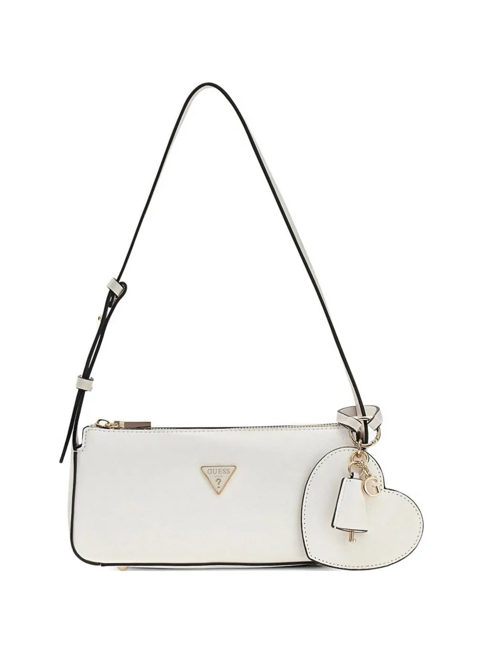 GUESS USA Borsa a spalla Isobel con pendente a cuore - Bianco