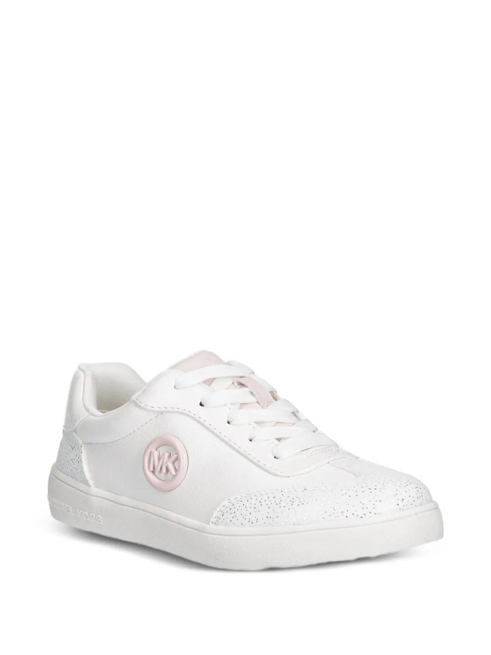 Michael Kors Kids baskets Jem Scotty Charm à plaque logo et empiècements pailletés - Blanc