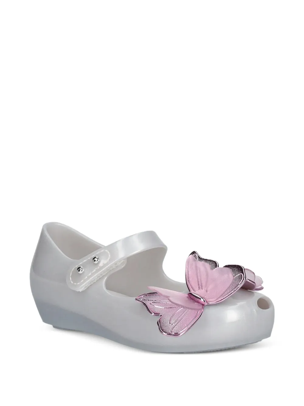 Mini Melissa Ballerine con chiusura a strappo e applicazione farfalla - Grigio
