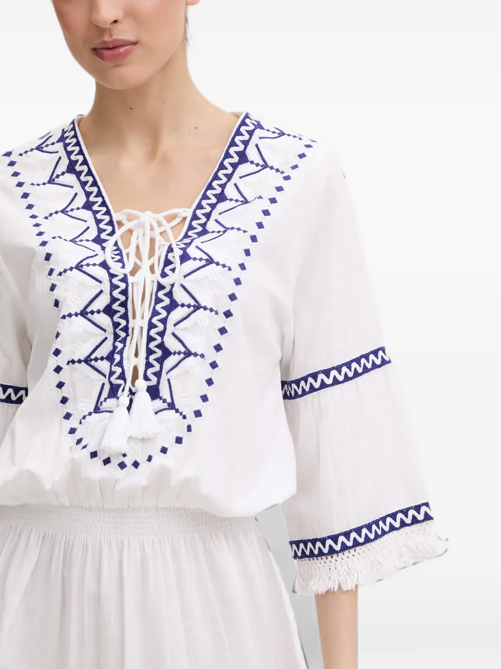 Melissa Odabash Martina mini-jurk met geborduurd kwastje Wit