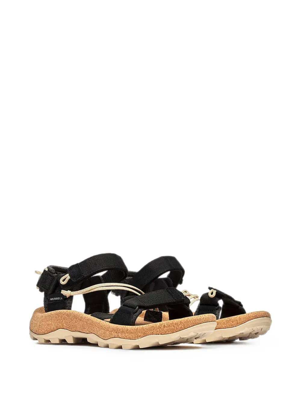 Merrell touch-strap cork-sole sandals Zwart