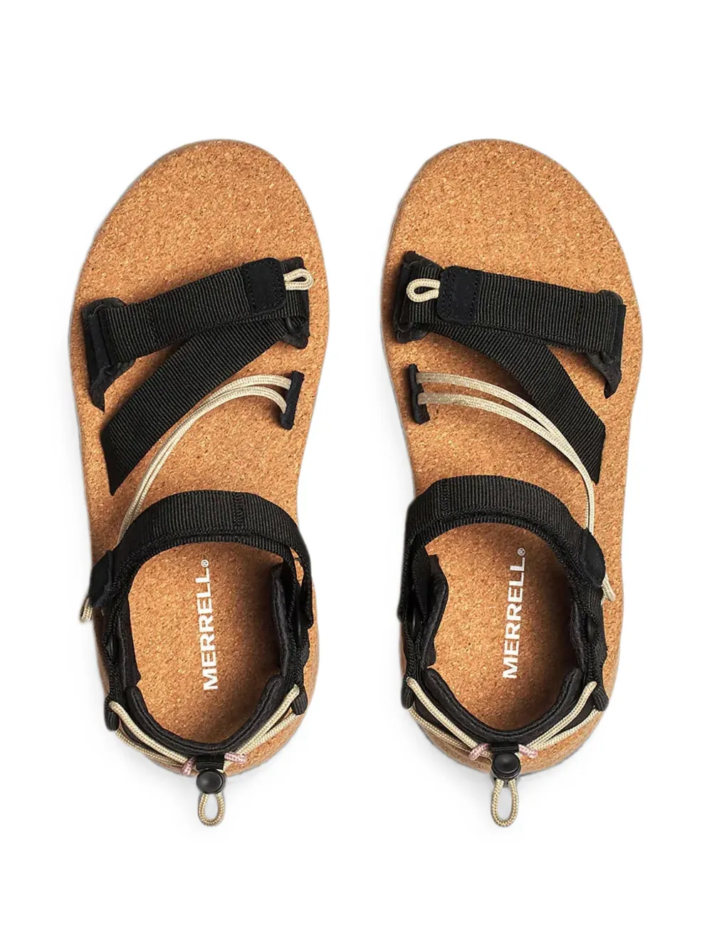 Merrell touch-strap cork-sole sandals Zwart