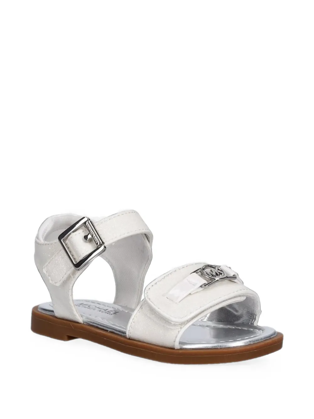Michael Kors Kids glitter-effect logo-plaque sandals - Bianco